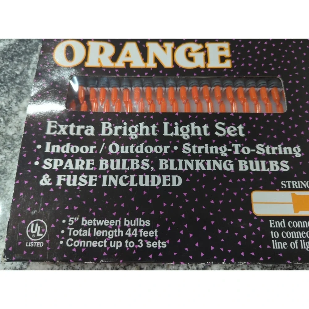 Spooky Hollow Halloween 100 Count String Lights Indoor Outdoor Orange NEW